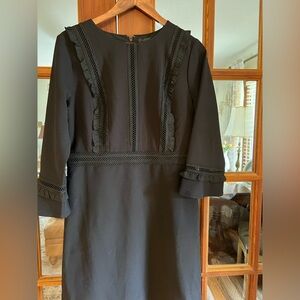 Ann Taylor Black Ruffle Trim Sheath Dress